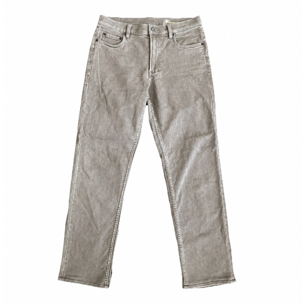 Faherty Jeans Men 30x29 Taupe Brown Straight Leg Garment Dyed Stretch Denim
